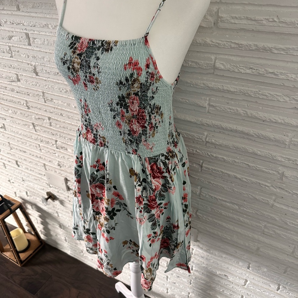 Floral Summer Mini Dress with Smocked Bodice, Juniors Size M